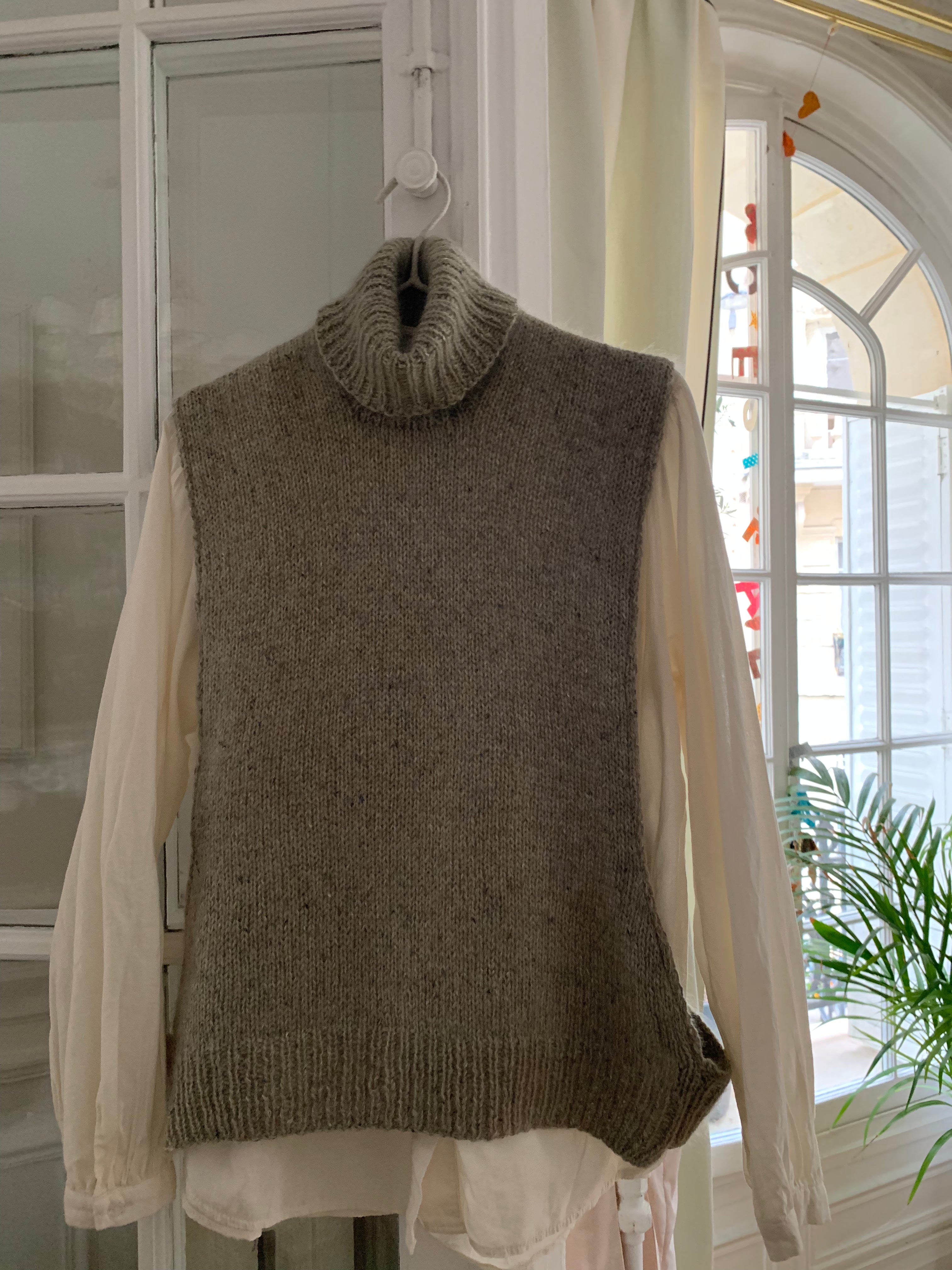 Gilet sans manches en laine mohair et soie