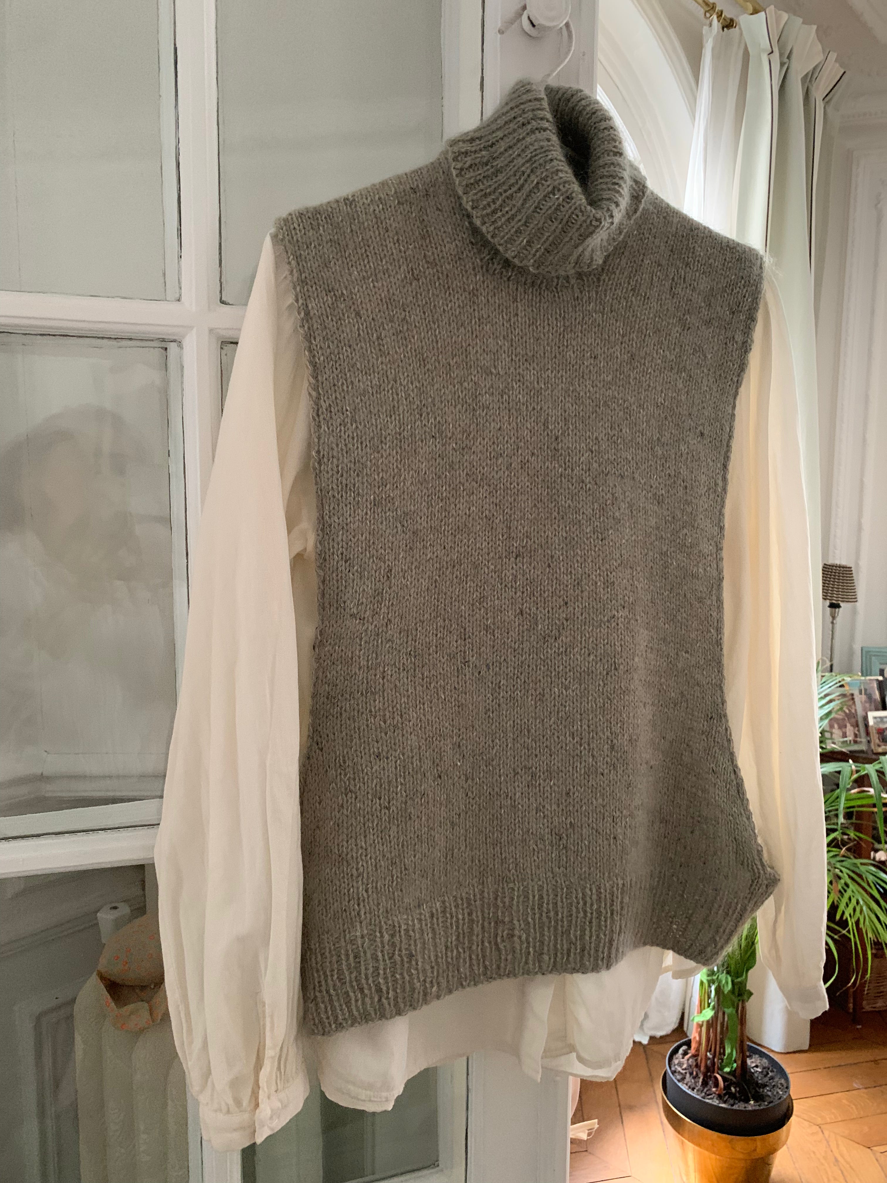 Gilet sans manches en laine mohair et soie