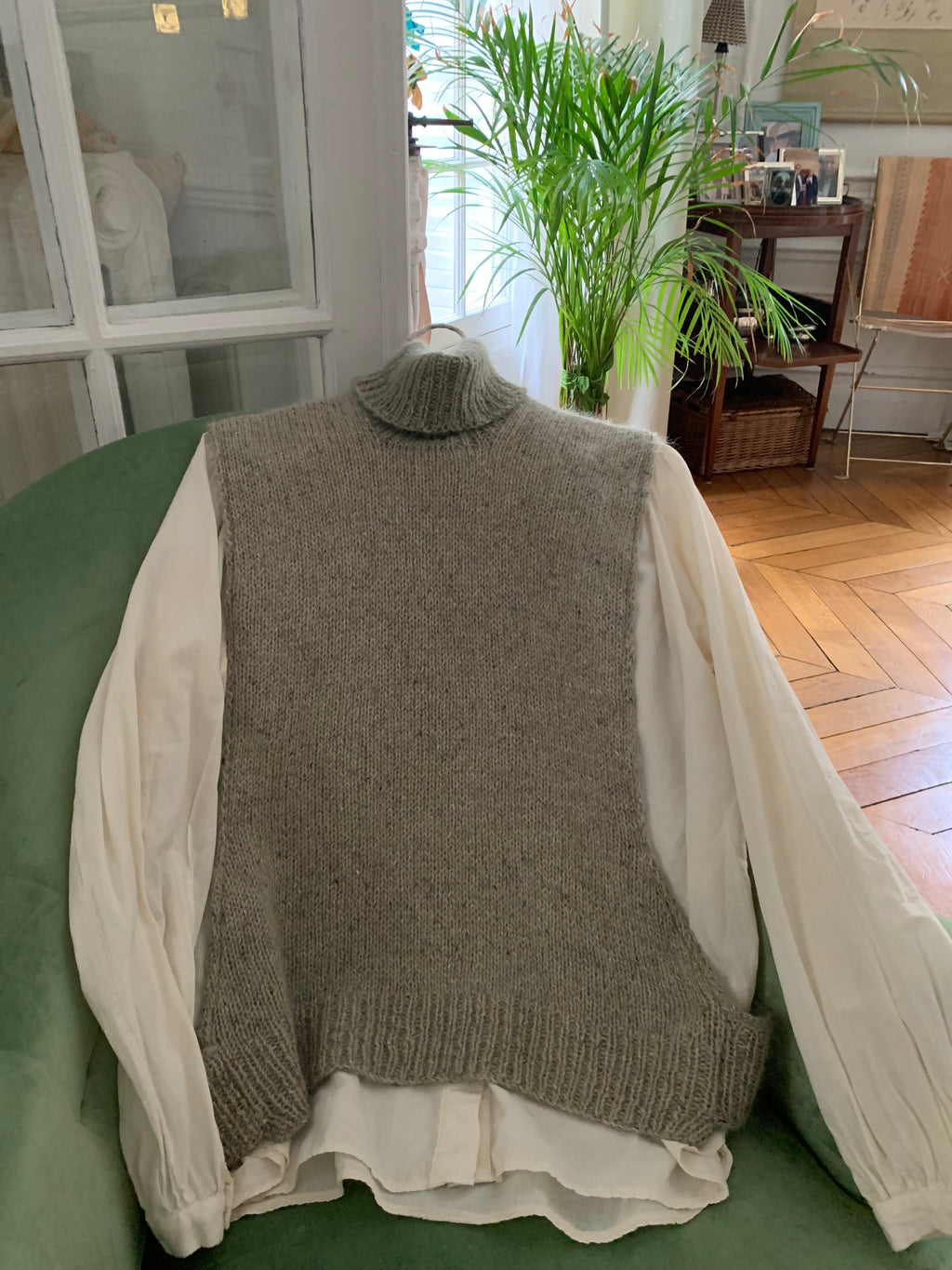 Gilet sans manches en laine mohair et soie