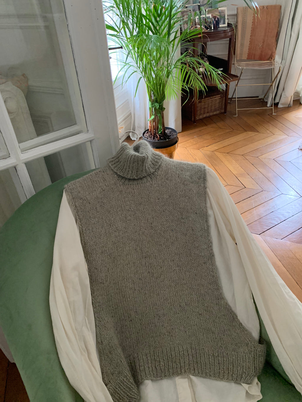 Gilet sans manches en laine mohair et soie