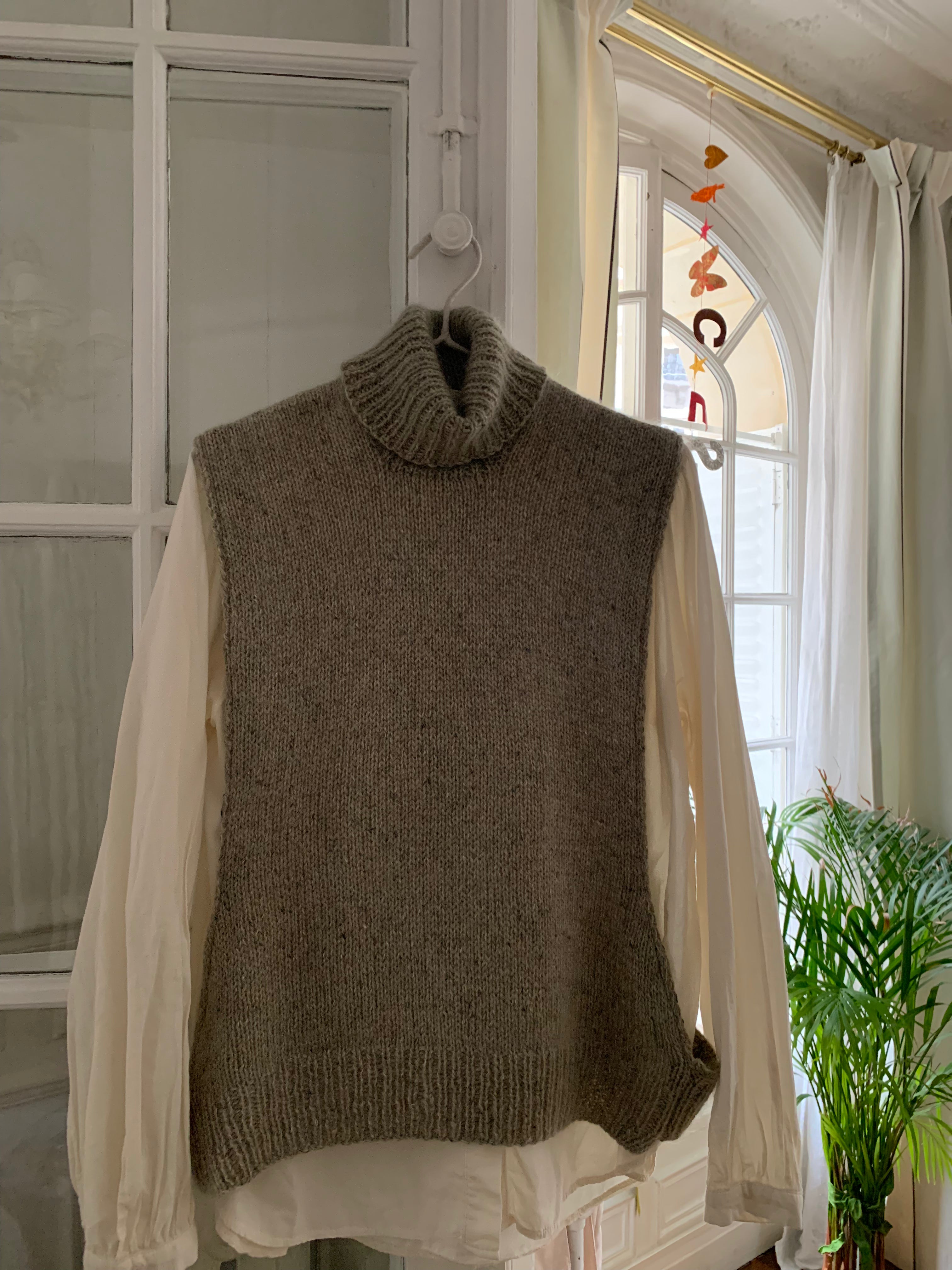 Gilet sans manches en laine mohair et soie