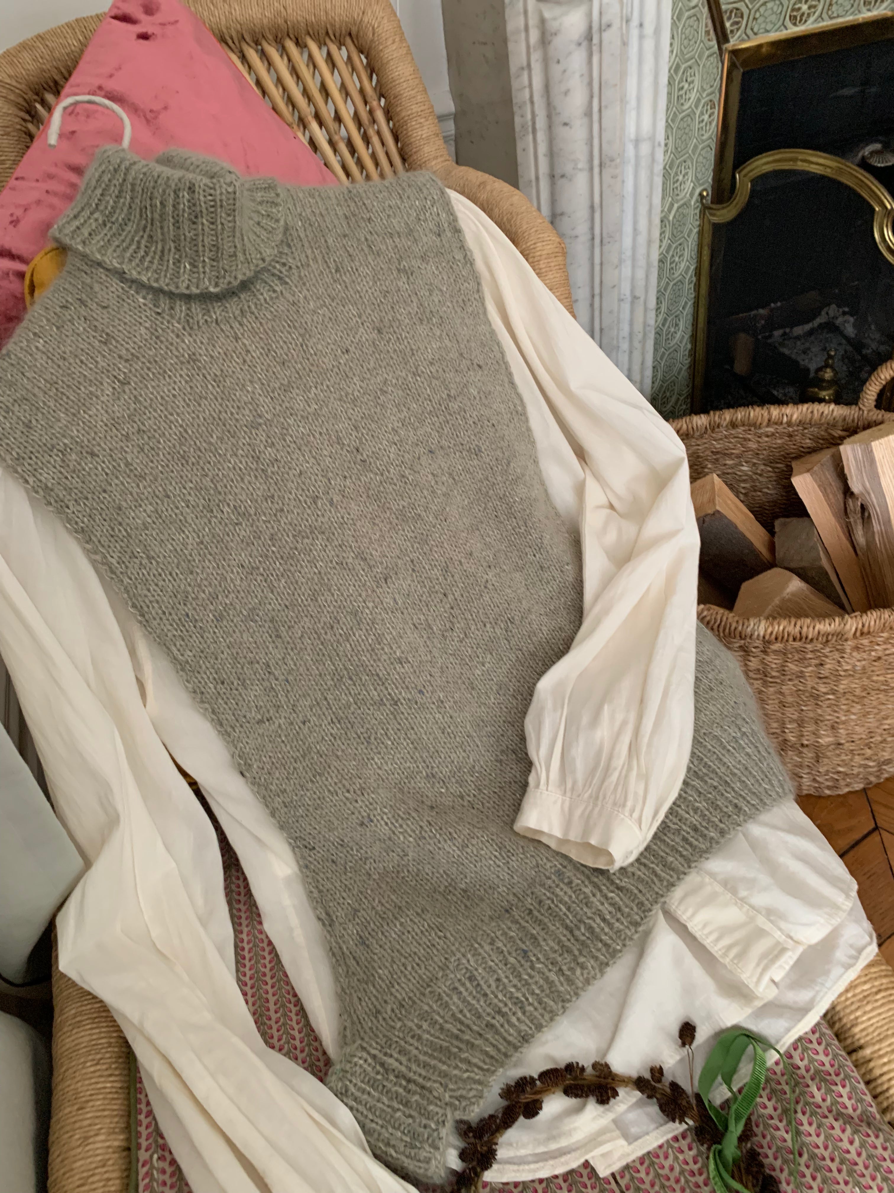 Gilet sans manches en laine mohair et soie