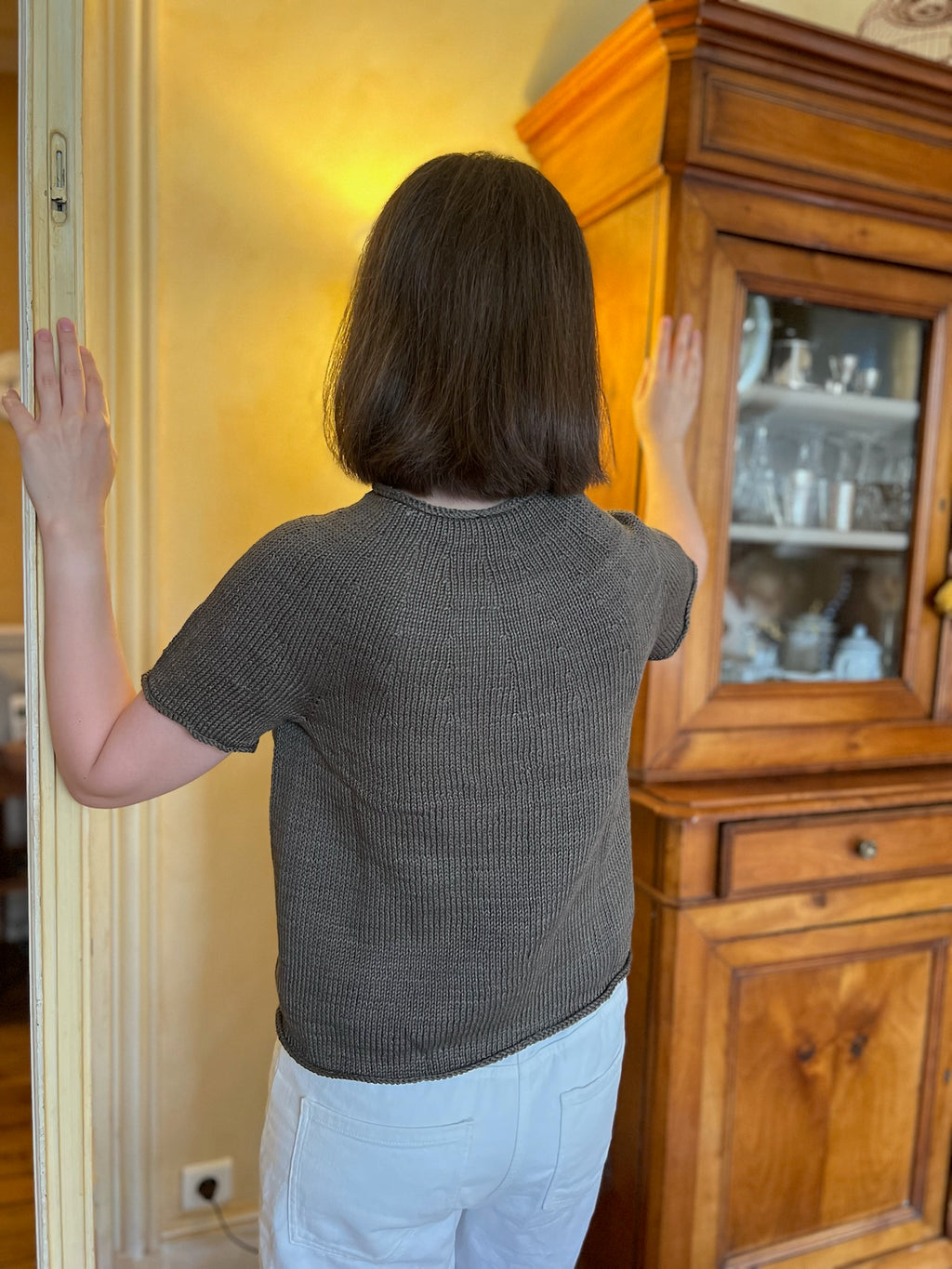 Plain yoke tee en coton naturel