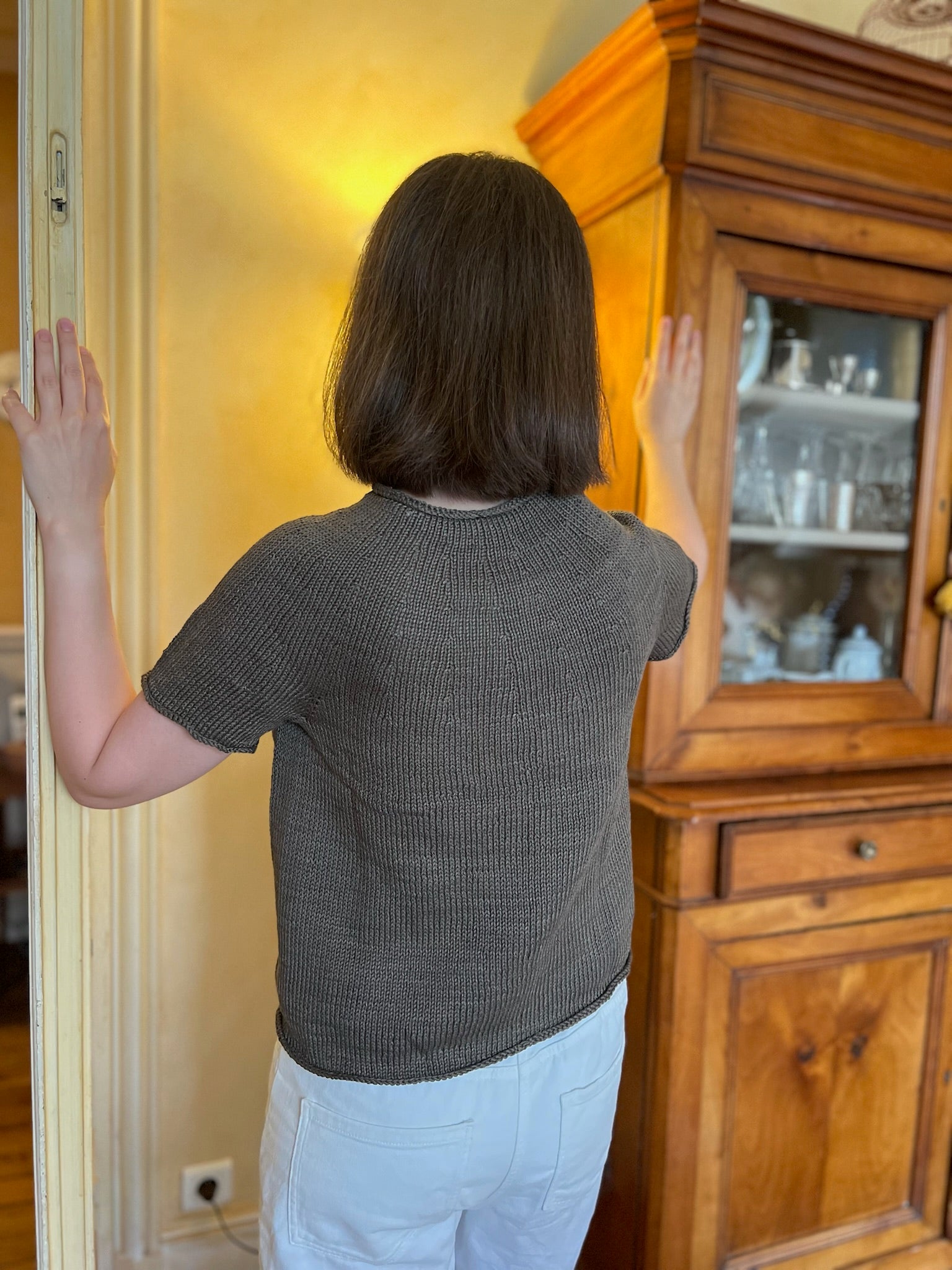 Plain yoke tee en coton naturel