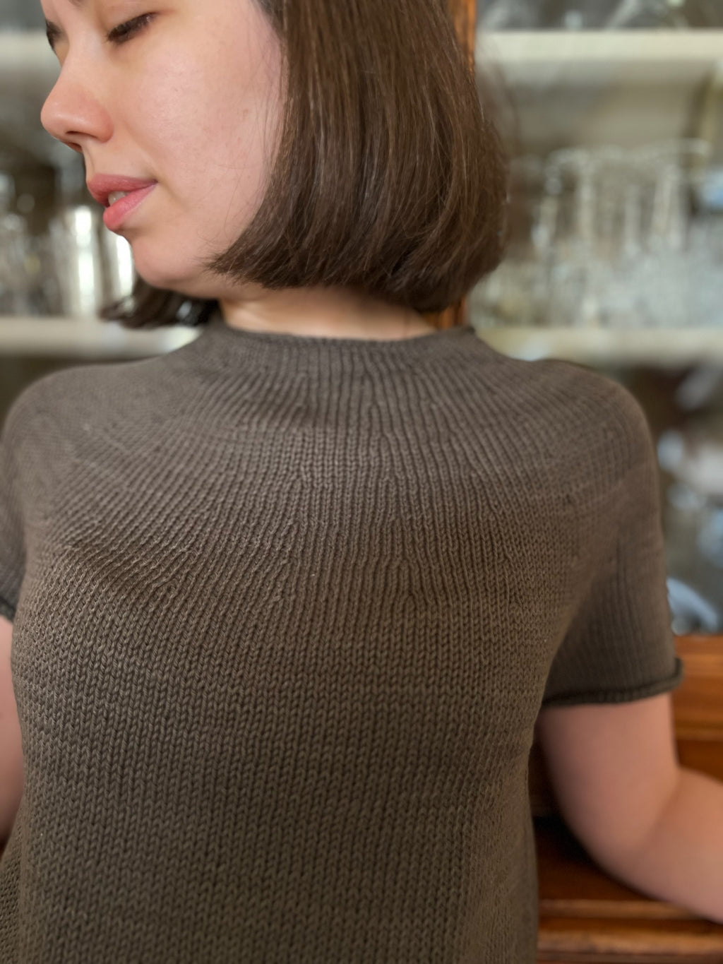 Plain yoke tee en coton naturel