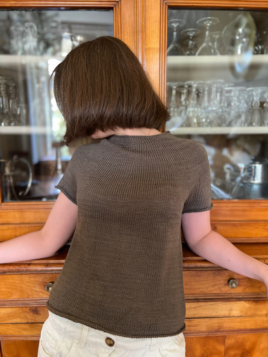 Plain yoke tee en coton naturel