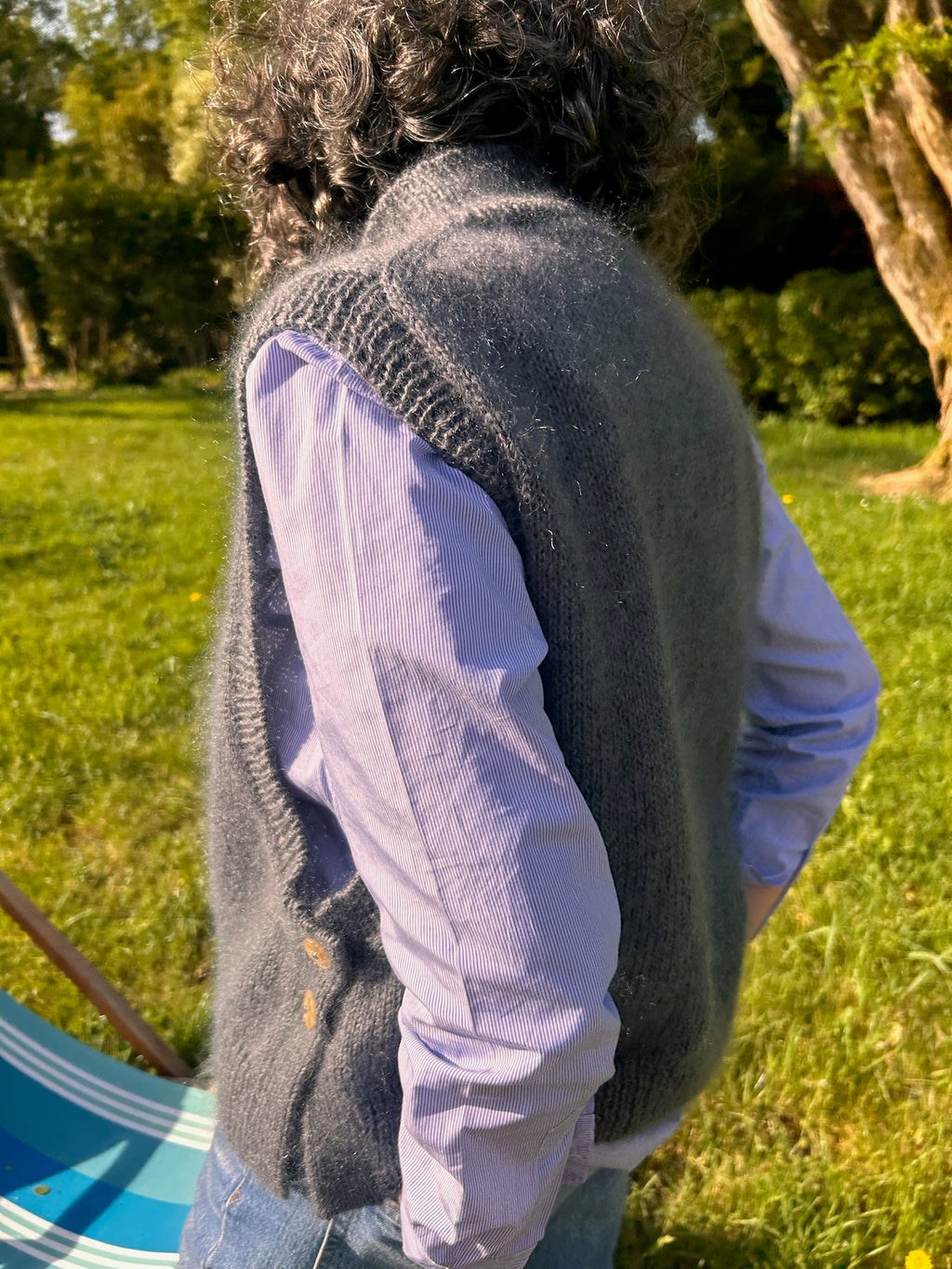 LULU Slipover. Gilet sans manches en Mohair. gris avoine