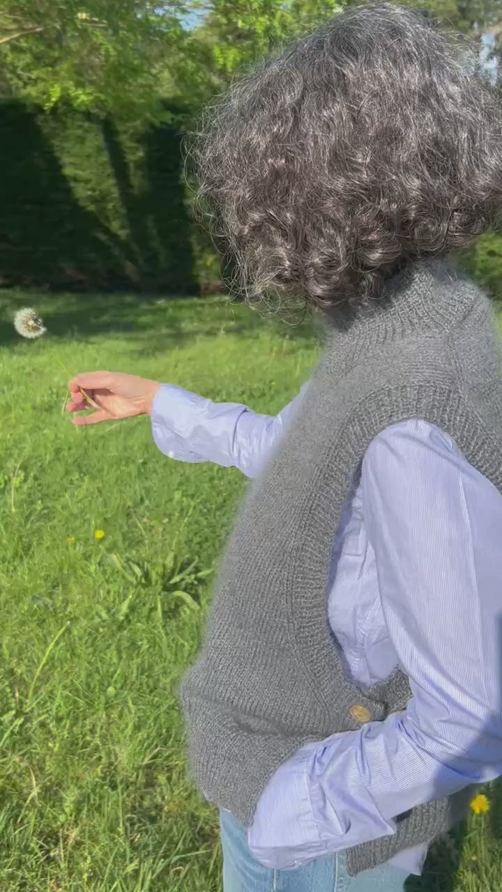 LULU Slipover. Gilet sans manches en Mohair. gris avoine
